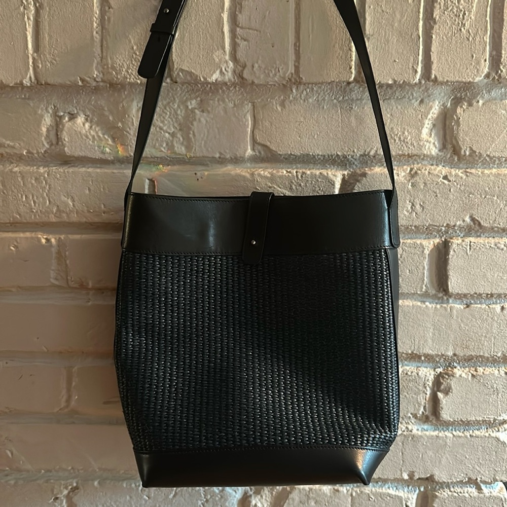 Jenni kayne raffia and leather bag guc
